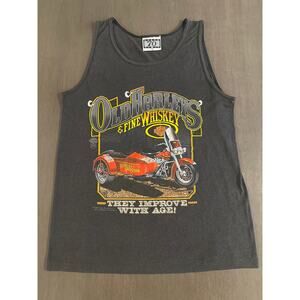 Vtg 80s HARLEY Speed Limit 70 HARLEYS & WHISKEY T-Shirt Tank Top Sleeveless Sz M